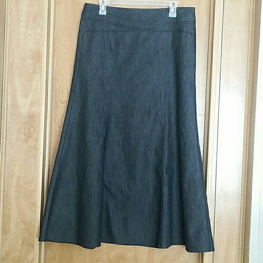 Long Black Denim Skirt